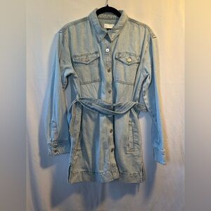 7 For All Mankind Denim Utility Jacket Belted Shirt Jacket NWT